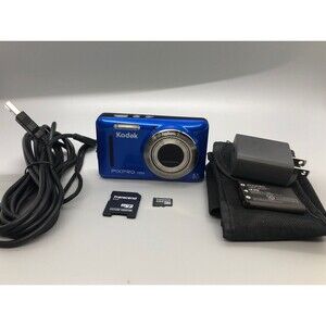 Kodak Pixpro FZ53 16MP Digital Camera Blue - Charger, Case, 4GB SD Card - Tested